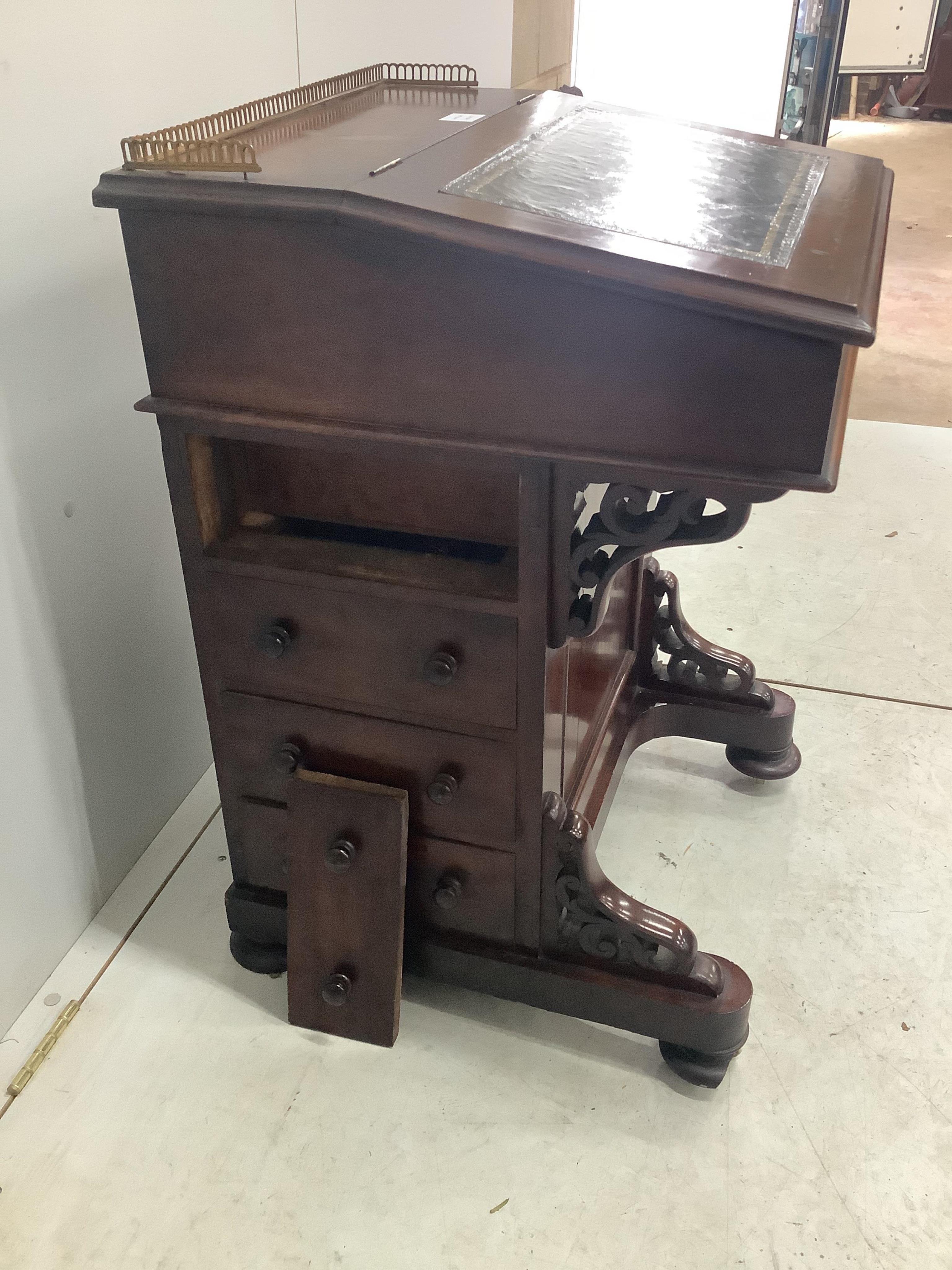 A late Victorian mahogany Davenport, width 55cm. Condition - poor